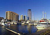 Jersey City marina, Jersey City financial district, New Jersey, USA.