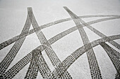 Tire tracks in snow