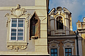 Houses decorated in Baroque style. Kutna Hora. Bohemia. Czech Republic.