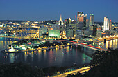Three Point Park view from Mount Washington. Pittsburgh. PA. USA
