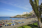 Playa de las Américas and Playa del Bobo beaches. Tenerife, Canary Islands. Spain
