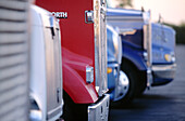 Trucks in a truck stop. Southwest USA.