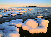 Ice formations at the shore-line. Langnasudden. Västerbotten. Sweden