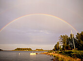 Rainbow over the sea. Batvik, Västerbotten, Sweden