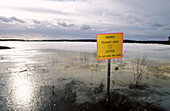 Boliden warning sign for poisoned water. Västerbotten, Sweden