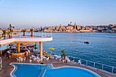 Swimming pool on the seafront, Marsamxett Harbour, Sliema, Valletta, Malta