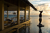 Blu bar at sunset in the evening light, Four Seasons Resort Landaa Giraavaru, Maldives