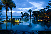 Main pool at night, Hotel Shanti Ananda Resort und Spa, Mauritius