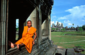 Monk at Angkor Wat Temple. Cambodia