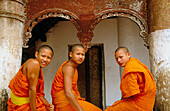 Monks in monastery. Luang Prabang, Laos