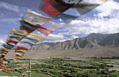 Buddhist prayer flags at Spitok Monastery. Leh. Ladakh. Jammu and Kashmir, India