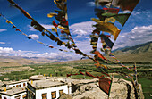 Buddhist prayer flags at Spitok Monastery. Leh. Ladakh. Jammu and Kashmir, India