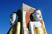 Giant Buddha at Kyaikpun Pagoda. Bago (Pegu). Myanmar (Burma).