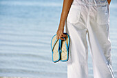 Latin woman on the beach. Key Byscaine. Miami. Florida. USA.