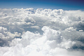 Clouds in the sky, view from above (airplane window)
