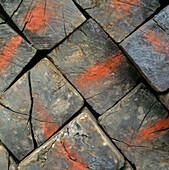 Oiled and marked logs, for railway. Sweden.