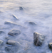 Stones at waters edge. Hovs Hallar, The Bjäre Peninsula, Skåne, Sweden. 