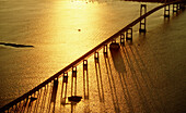 Bridge over Narragansett Bay, from Newport to Jamestown, at sunset. Rhode Island. USA