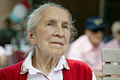 Woman age 90 with Alzheimers disease, nursing home, Boston, Massachusetts. USA.