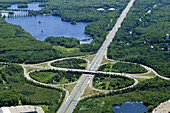 Cloverleaf aerial view, Rt. 128, Braintree, Massachusetts. USA.
