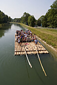 Raft on river Isar near Schäftlarn, Upper Bavaria, Germany