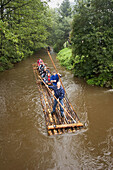 Rafting on Wilde Rodach near Wallenfels, Frankenwald, Franconia, Germany