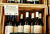 French Bordeaux wines at Viktualienmarkt. Munich, Germany