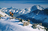 Hikers. Mount Cook. Mount Cook National Park. South Island. New Zealand