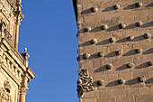 Casa de las Conchas and La Clerecía (18ht Century baroque Jesuit monastery), details. Salamanca. Spain