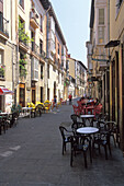 Street with outdoor cafes. Vitoria. Euskadi, Spain