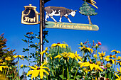 Sign post to vacation home, Black Forest, Baden-Wurttemberg, Germany