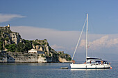 Blick auf die alte Festung von Korfu, Ionische Inseln, Griechenland