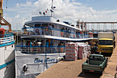 Loading supplies on to an Amazon River Boat, Santarem, Para, Brazil, South America