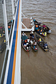MS Europa and Amazonian Indians in Canoe on the Amazon River, Boca da Valeria, Amazonas, Brazil, South America