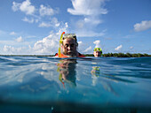 Snorkellers in Bora Bora Lagoon, Bora Bora, Society Islands, French Polynesia