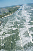 Rio Bravo (Rio Grande) flowing into the Gulf of Mexico. Tamaulipas. Mexico.