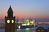 Elbe River and Hamburg Harbour at Night. Hamburg, Germany.