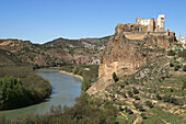 Cabriel river under castle, Cofrentes. Valencia province, Comunidad Valenciana, Spain