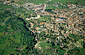 Aerial view of Trujillo with the walls and castle. Caceres province. Extremadura. Spain