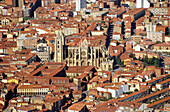 Aerial View of Leon and Cathedral. Castilla-Leon. Spain.
