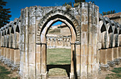 Arches in the cloister of San Juan de Duero (13th century), near Soria. Castilla-Leon. Spain