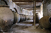 Jars in the interior of the Real Fábrica de Paños de Carlos III. Brihuega. Guadalajara province. Spain