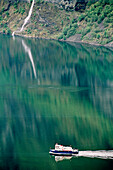 Tourist ferry in fjord, Aurland. Sogn og Fjordane, Norway