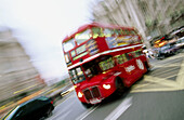 Old red bus. Piccadilly Circus. London. England. UK.