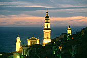 Saint-Michel s church at dusk. Menton. France