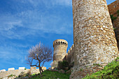 Wall of the old castle, Tossa de Mar (Costa Brava). La Selva, Girona province, Catalonia, Spain