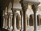 Detail of cloister. Monastery of Sant Cugat del Vallès. Barcelona province. Spain