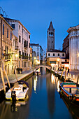 Canal with San Barnaba Church in the background, Venice, Veneto, Italy