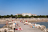 Strand, Hotel des Bains, Lido, Venedig, Lagune, Venetien, Italien