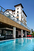 Pool area of Gran Hotel La Florida, Barcelona, Catalonia, Spain